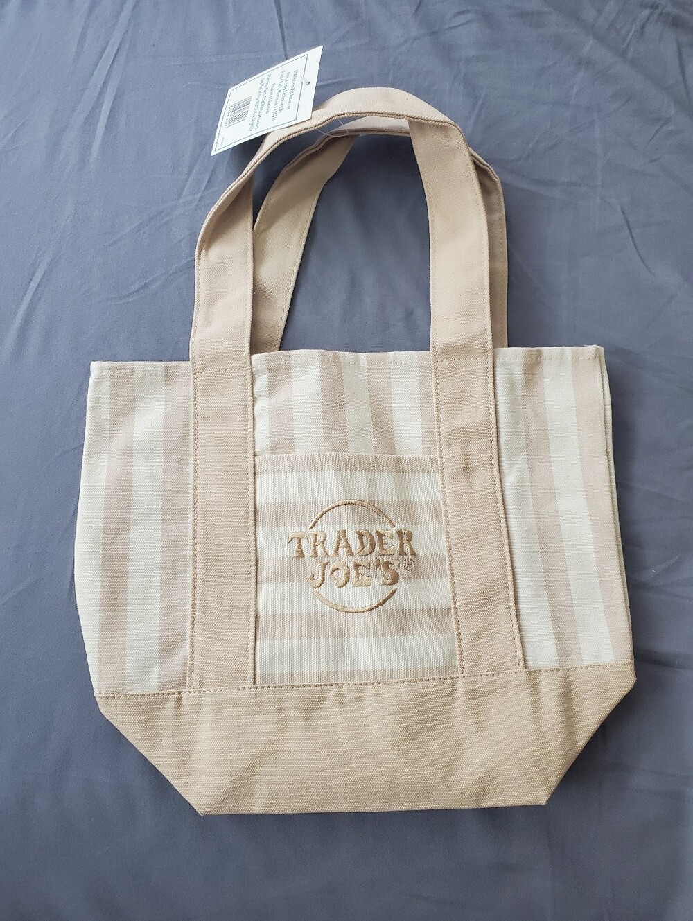 Trader Joe's Striped Canvas Mini Tote - Beige & Cream